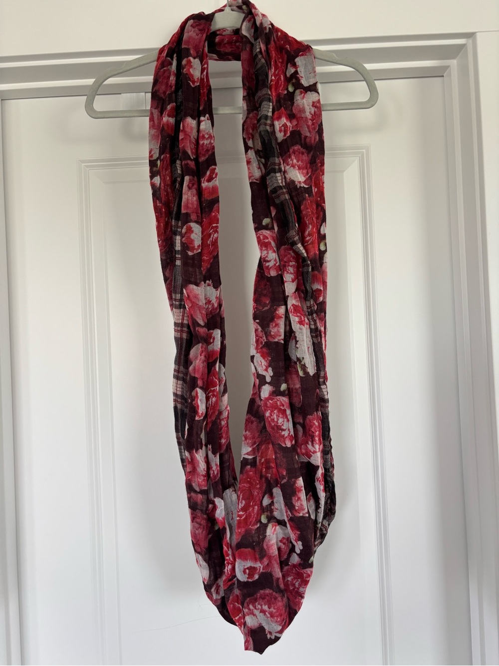 Floral Infinity Scarf in Red and White